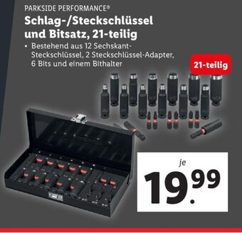 Lidl PARKSIDE PERFORMANCE® Schlag-/Steckschlüssel und Bitsatz, 21-teilig Angebot