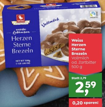 ADEG Weiss Herzen Sterne Brezeln 500 g Angebot