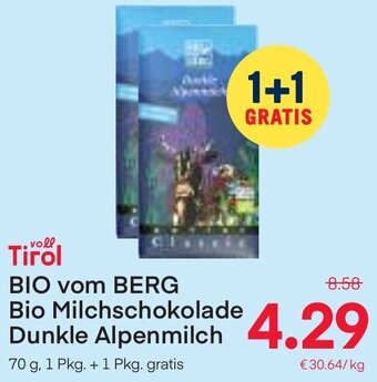 MPreis BIO vom BERG Bio Milchschokolade Dunkle Alpenmilch 70 g Angebot