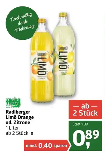 ADEG Radlberger Limö Orange Od. Zitrone 1 Liter Angebot