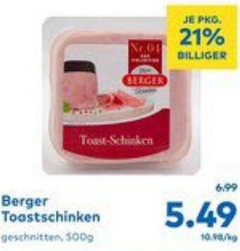T&G Berger Toastschinken geschnitten, 500g Angebot