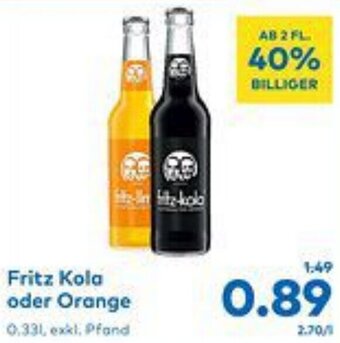 T&G Fritz Kola oder Orange 0.33l, exkl, Pfand Angebot