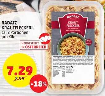 PENNY RADATZ KRAUTFLECKERL ca. 2 Portionen pro Kilo Angebot