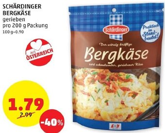 PENNY SCHÄRDINGER BERGKÄSE gerieben pro 200 g Packung Angebot