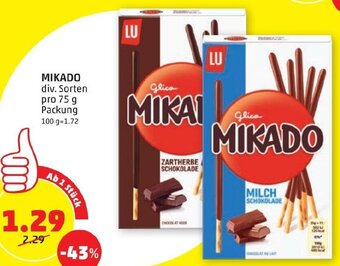 PENNY MIKADO div. Sorten pro 75 g Packung Angebot