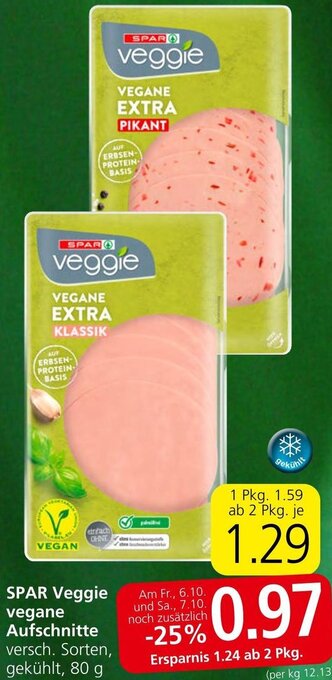 Spar SPAR Veggie vegane Aufschnitte versch. Sorten, gekühlt, 80 g Angebot
