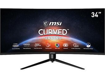 Media Markt Msi gaming monitor optix mag342cqrde curved, 34 zoll, uwqhd, 144hz, 1ms, 300cd, va, 21:9, schwarz Angebot