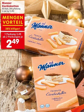 Interspar Manner Eierbiskotten 40 Stück, 200-g-Packung Angebot