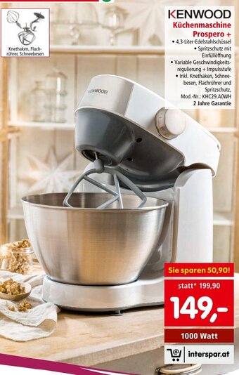 Interspar KENWOOD Küchenmaschine Prospero + 1000 Watt Angebot