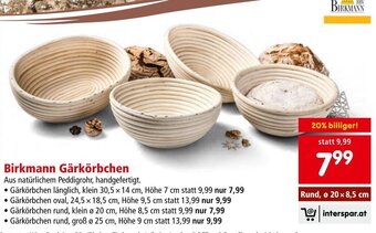 Interspar Birkmann Gärkörbchen Rund, o 20× 8,5 cm Angebot