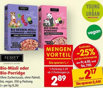 Interspar Bio-Müsli oder Bio-Porridge 350 g Angebot