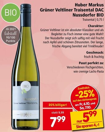 Interspar Huber Markus Grüner Veltliner Traisental DAC Nussdorfer BIO Angebot