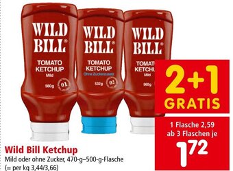 Interspar Wild Bill Ketchup Mild oder ohne Zucker, 470-g-500-g-Flasche Angebot