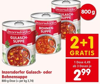 Interspar Inzersdorfer Gulasch- oder Bohnensuppe 800-g-Dose Angebot