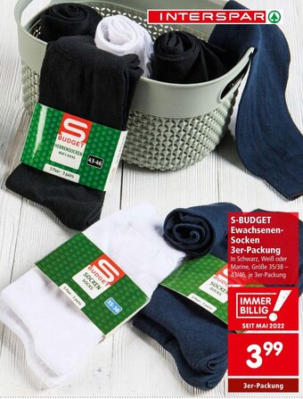 Interspar S-BUDGET Ewachsenen-Socken 3er-Packung Angebot