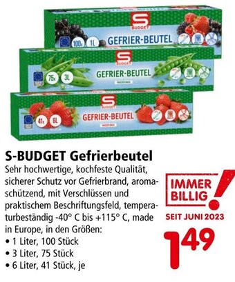 Interspar S-BUDGET Gefrierbeutel Angebot