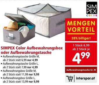 Interspar SIMPEX Color Aufbewahrungsbox oder Aufbewahrungstasche Angebot