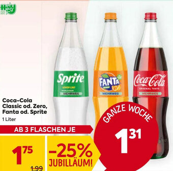 Billa Coca-Cola Classic od. Zero, Fanta od. Sprite 1 Liter Angebot