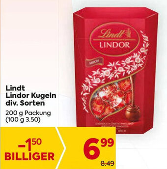 Billa Lindt Lindor Kugeln div. Sorten 200 g Packung Angebot