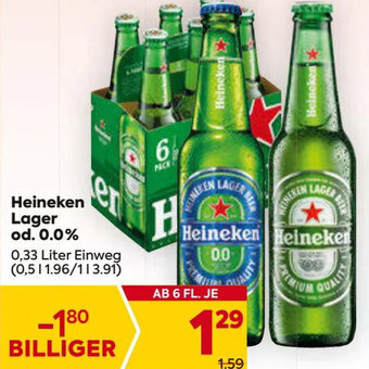 Billa Heineken Lager 0,33 Liter Einweg Angebot