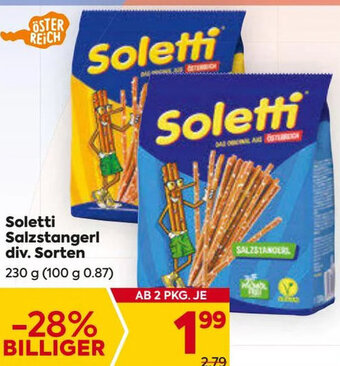 Billa Soletti Salzstangerl div. Sorten 230 g Angebot