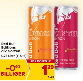 Billa Red Bull Editions div. Sorten 0,25 Liter Angebot