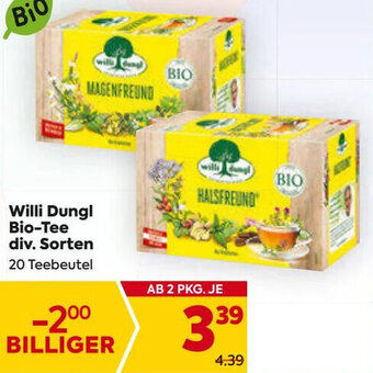 Billa Willi Dungl Bio-Tee div. Sorten 20 Teebeutel Angebot