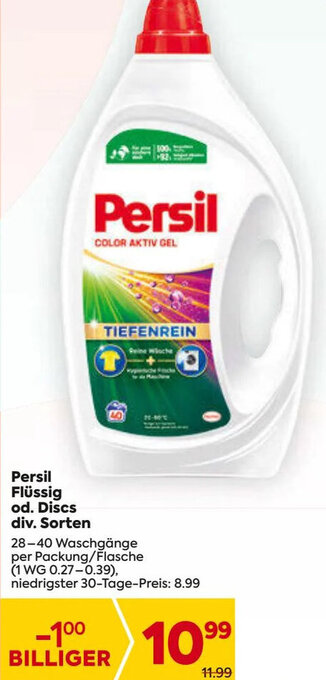 Billa Persil Flüssig od. Discs div. Sorten 28-40 Waschgänge Angebot