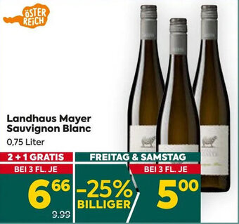 Billa Landhaus Mayer Sauvignon Blanc 0,75 Liter Angebot