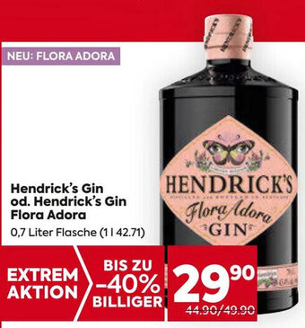 Billa Hendrick's Gin od. Hendrick's Gin Flora Adora 0,7 Liter Flasche Angebot