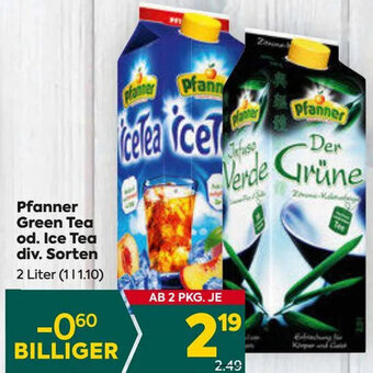 Billa Pfanner Green Tea od. Ice Tea div. Sorten 2 Liter Angebot