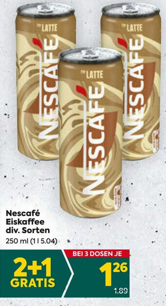 Billa Nescafé Eiskaffee div. Sorten 250 ml Angebot