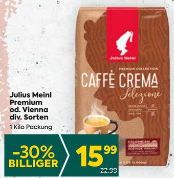 Billa Julius Meinl Premium od. Vienna div. Sorten 1 Kilo Packung Angebot