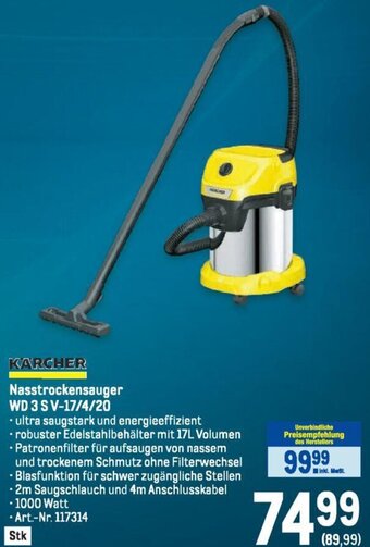 Metro KARCHER Nasstrockensauger WD 3 S V-17/4/20 Angebot