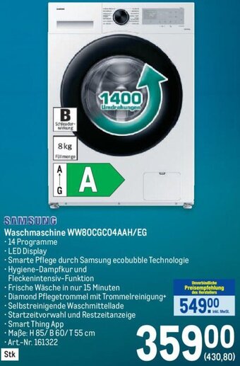 Metro SAMSUNG Waschmaschine WW80CGC04AAH/EG Angebot