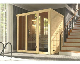 Hornbach Massivholzsauna weka kemi panorama gr.2 inkl. 7,5 kw ofen u.digitaler steuerung mit fenster und graphitfarbiger ganzglastüre Angebot