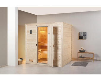 Hornbach Massivholzsauna weka bergen ht gr.1.8 inkl. 7,5 kw bio ofen u.digitaler steuerung ohne fenster mit holztüre und isolierglas w Angebot