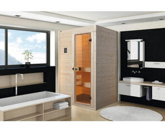 Hornbach Massivholzsauna weka valida gt gr.1 inkl. 4,5 kw ofen u.digitaler steuerung ohne fenster mit ganzglastüre aus klarglas Angebot