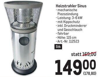 Metro Heizstrahler Sinus Angebot