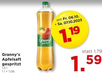 Unimarkt Granny's Apfelsaft gespritzt 1,5 L Angebot