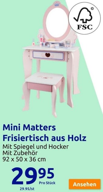 Action Mini Matters Frisiertisch aus Holz Mit Zubehör 92 x 50 x 36 cm Angebot