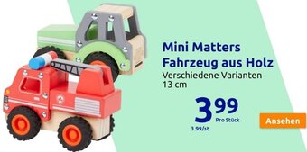Action Mini Matters Fahrzeug aus Holz Verschiedene Varianten 13 cm Angebot