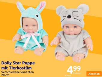 Action Dolly Star Puppe mit Tierkostüm Verschiedene Varianten 20 cm Angebot