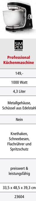Interspar SIMPEX Professional Küchenmaschine Angebot