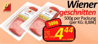 Wurstico Wiener geschnitten 500g per Packung Angebot