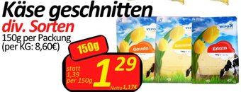 Wurstico Käse geschnitten div. Sorten 150g per Packung Angebot