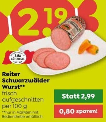 ADEG Reiter Schwarzwälder Wurst per 100 g Angebot
