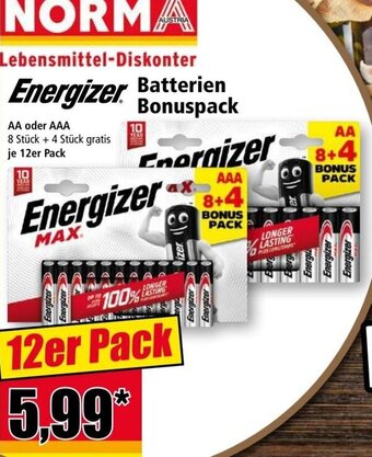 Norma Energizer Batterien Bonuspack Angebot