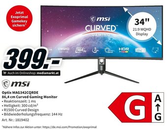 Media Markt Optix MAG342CQRDE 86,4 cm Curved Gaming Monitor Angebot