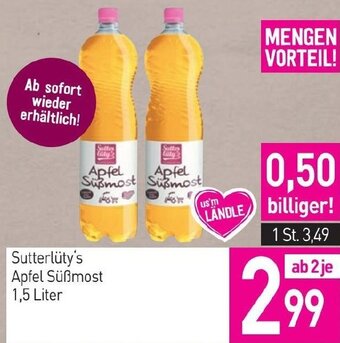 Sutterlüty Sutterlüty's Apfel Süßmost 1,5 Liter Angebot